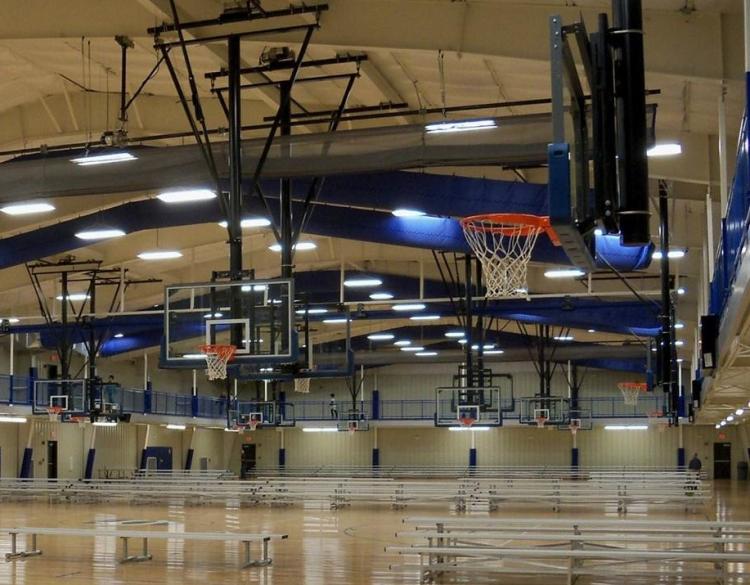 深圳体育馆篮球架悬挂式篮球架美式篮球架凯锐吊顶篮球架
