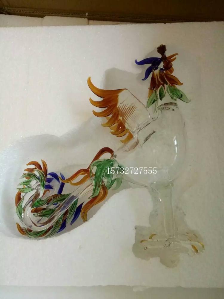 凤凰造型白酒瓶祥瑞玻璃摆件手工百鸟玻璃瓶