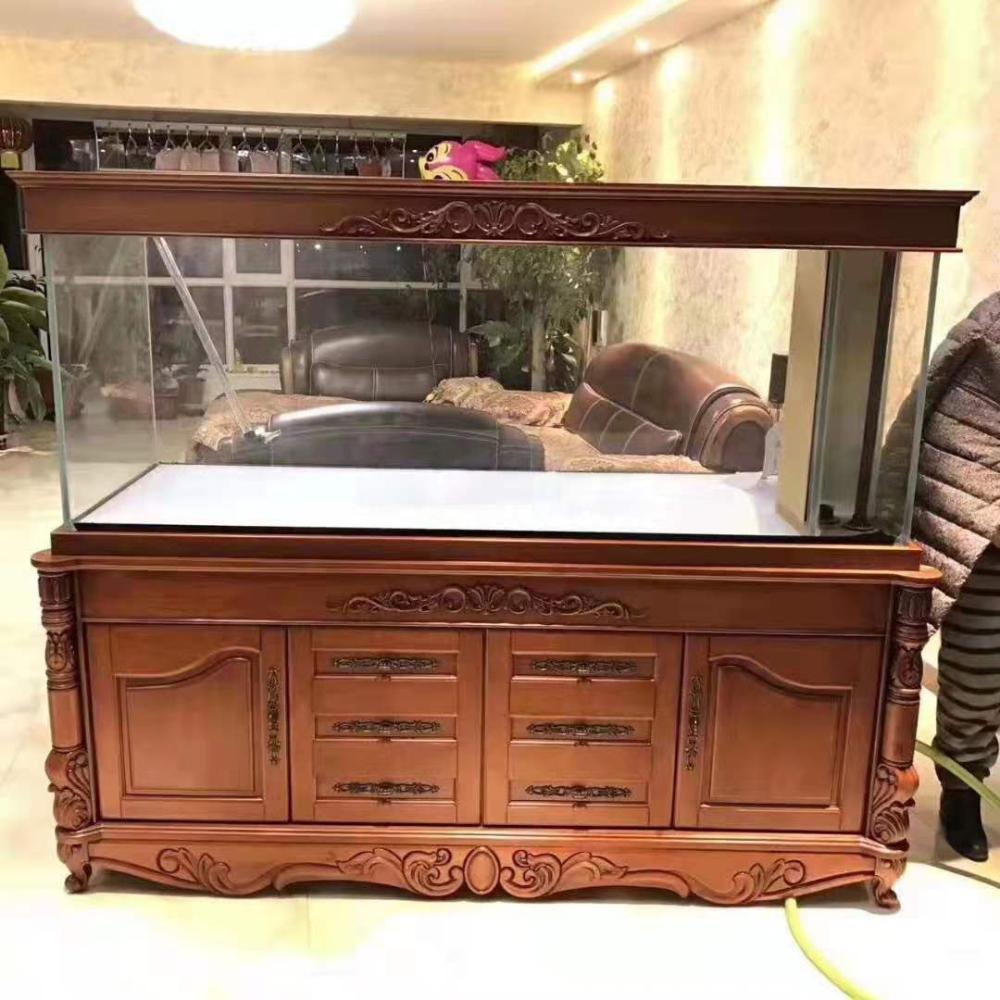 保定鑫德龙水族欧式橡木底柜超白底滤鱼缸