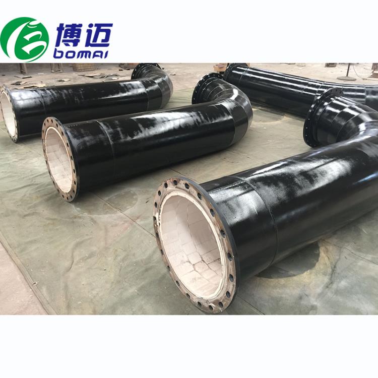 陶瓷耐磨管道 耐磨陶瓷贴片管道弯头博迈定制