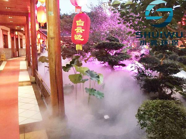 重庆户外餐吧雾喷造景系统打造美丽餐吧-水雾环保