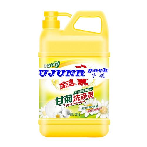 2KG金鱼洗涤灵贴标机-广州全自动旋转式热熔胶方瓶贴标机
