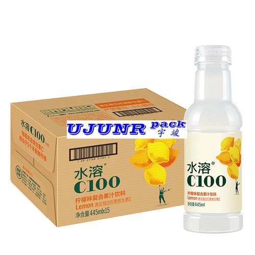 水溶C100果汁瓶贴标机-全自动旋转式热熔胶圆瓶贴标机