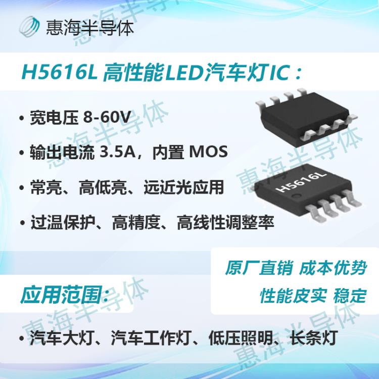 LED汽車燈芯片8-60V3.惠海半導(dǎo)體H5616L