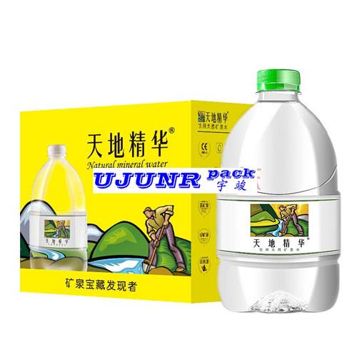 4.5L天地精華大桶礦泉水不干膠三面方瓶貼標機