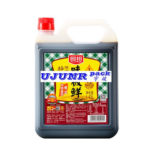 1.43L廚邦醬油方瓶雙側(cè)面不干膠貼標(biāo)機(jī)