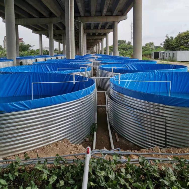 镀锌板水池圆形铁桶蓄水池 草鱼对虾帆布养殖池 帆布水池鱼池