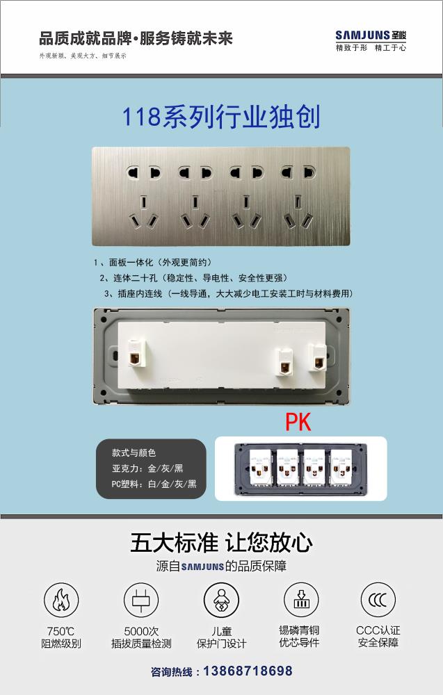 SAMJUNS牌118系列二十孔联体插座