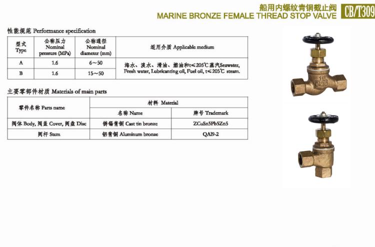 CBT 309-2008船用內(nèi)螺紋青銅截止閥