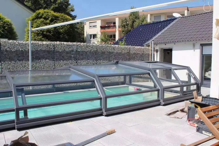 兮鸿移动泳游池盖折叠屋顶阳光房折叠平移窗