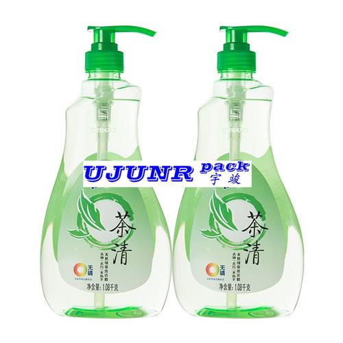 奇强茶清洗洁精瓶-全自动不干胶双侧面贴标机