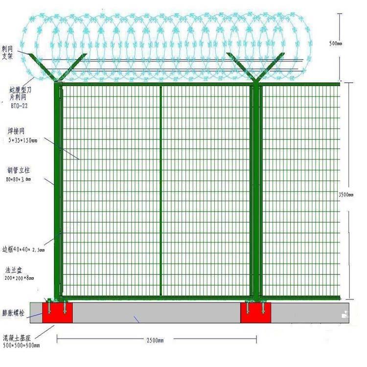 呼和浩特机场护栏网 包头机场围栏网颜色选