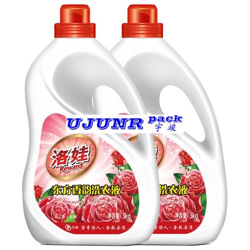 洛娃洗衣液-全自动双侧面不干胶贴标机