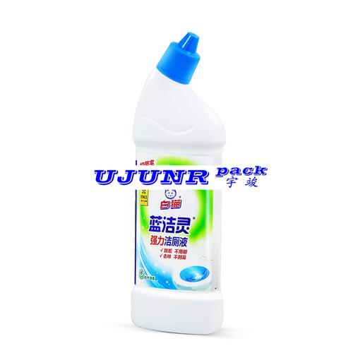 500g白猫蓝洁灵洁厕液热熔胶方瓶贴标机