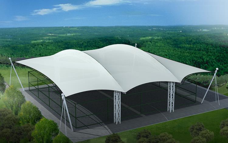 廣州越宏球場(chǎng)膜結(jié)構(gòu)遮陽雨棚Q235膜結(jié)構(gòu)看臺(tái)定制