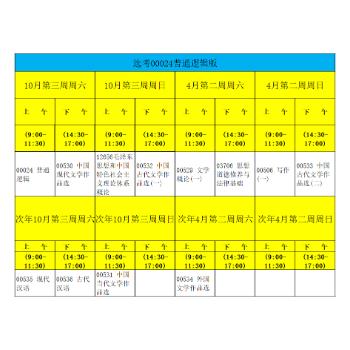 福建师范大学自学考试汉语言文学专科考试安排