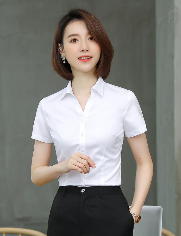 南昌夏季薄款工作服免燙易打理棉質短袖襯衫職業套裝定制
